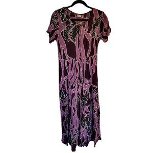 Magic Forest Purple Button Up Dress with Tie Back